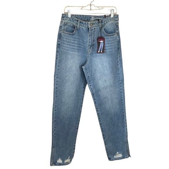 NO Boundaries High Rise Leg Jeans Distressed Bleached Denim Size 11 NWT - Picture 1 of 12